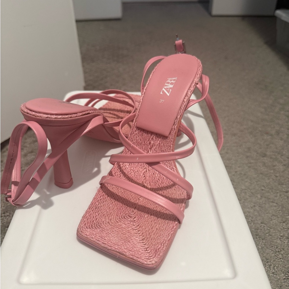 Zara Blush Strappy Heeled Sandals